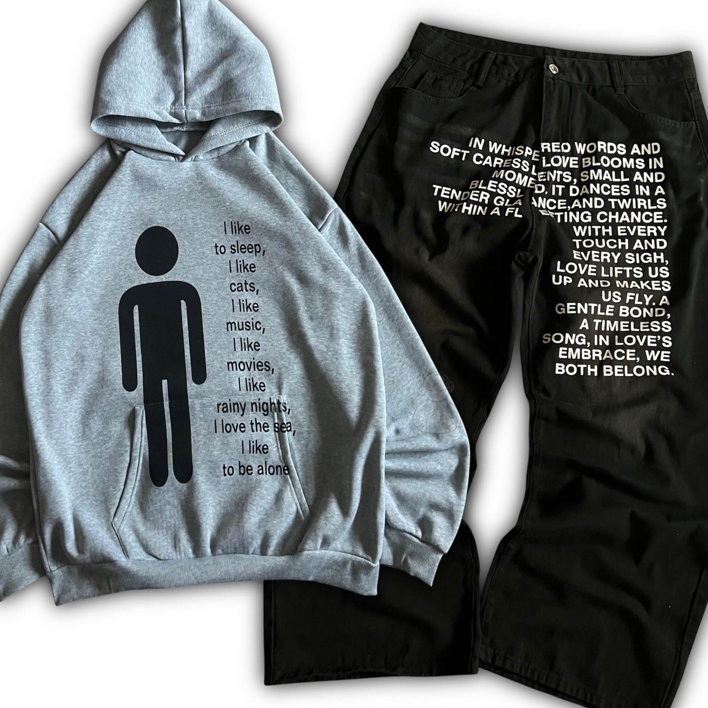 Men'S Fashion Zipper Hoodie - American Pattern Letter Jeans Y2K Men
