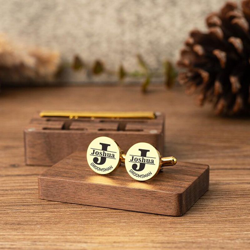 Men'S Fashion For Wedding - Personalized Groomsmen Cufflinks Tie Clip Set