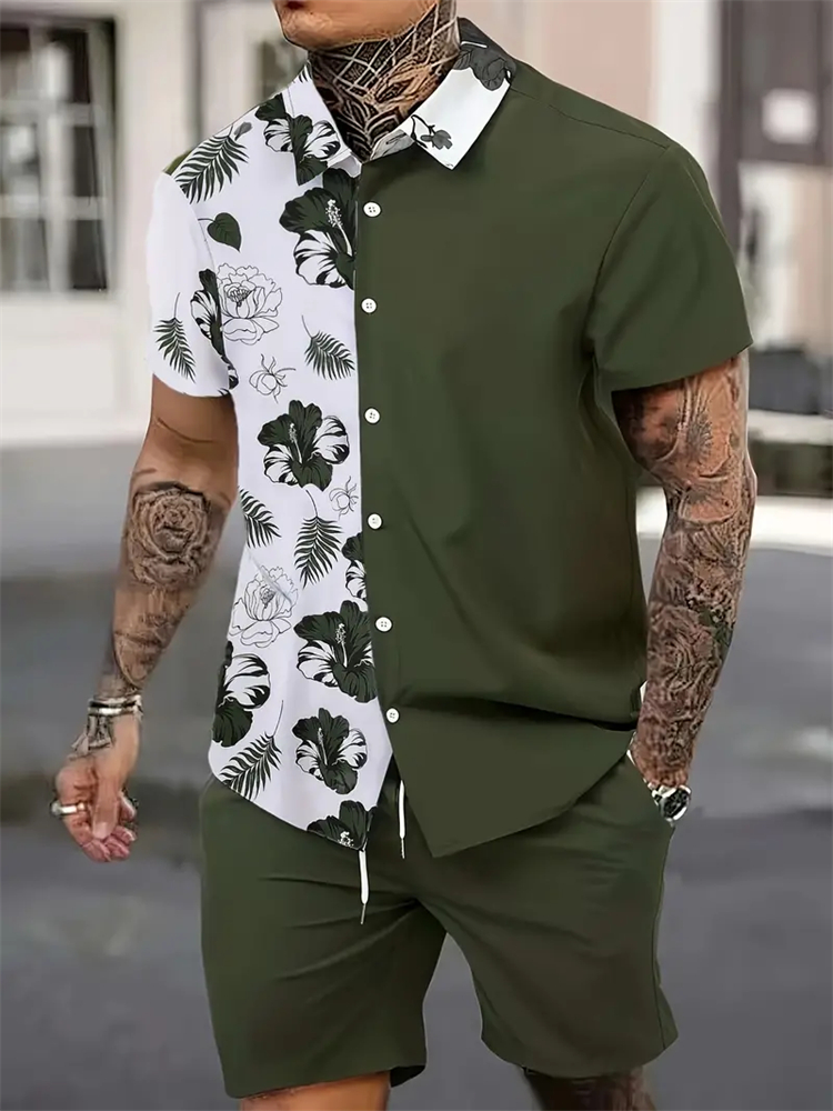 Mens Fashion Suits - Men's Fashion Suit Collar 3D Floral