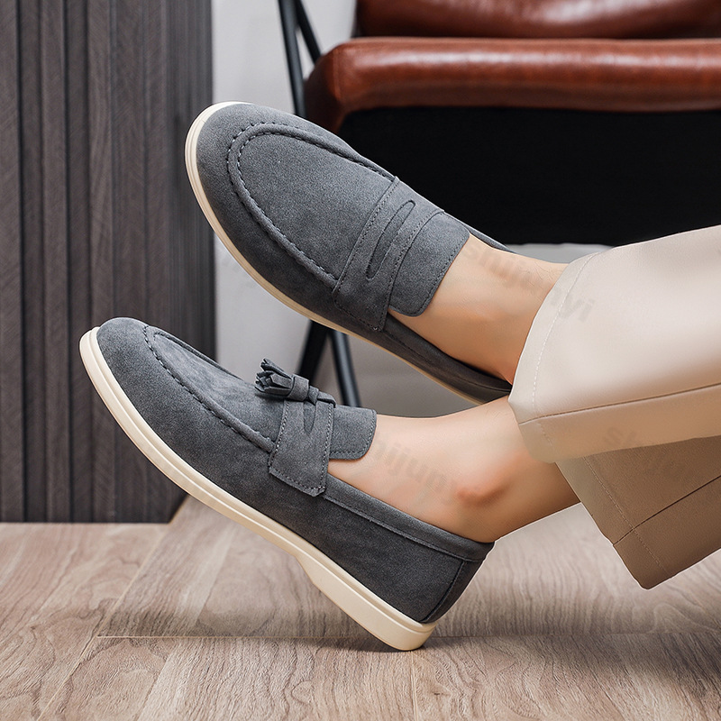 Men'S Fashion For Wedding - Men Flat Loafers Frosted Suede Flat