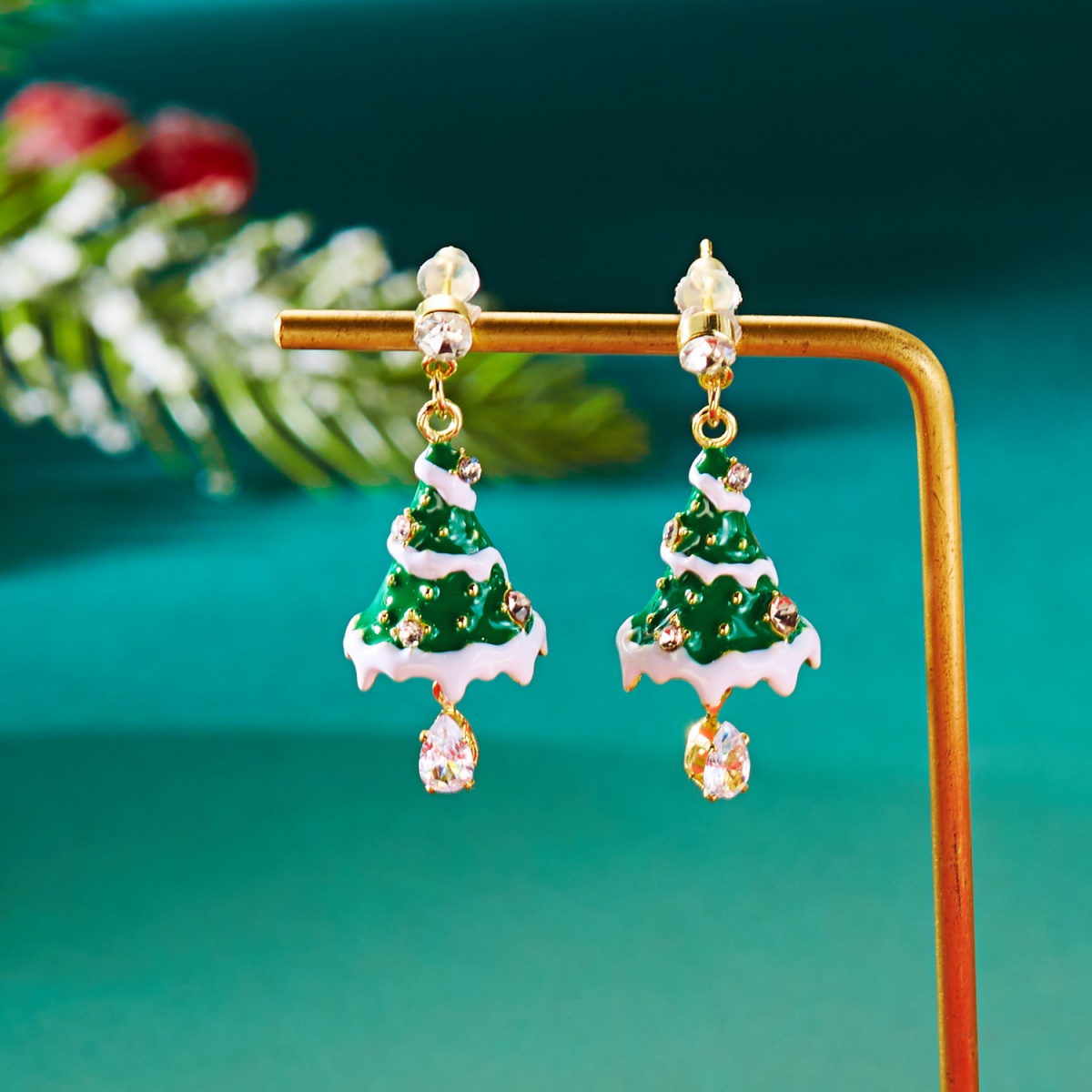 Men'S Fashion Xmas Party - Christmas Holiday Drop Earrings White Snow