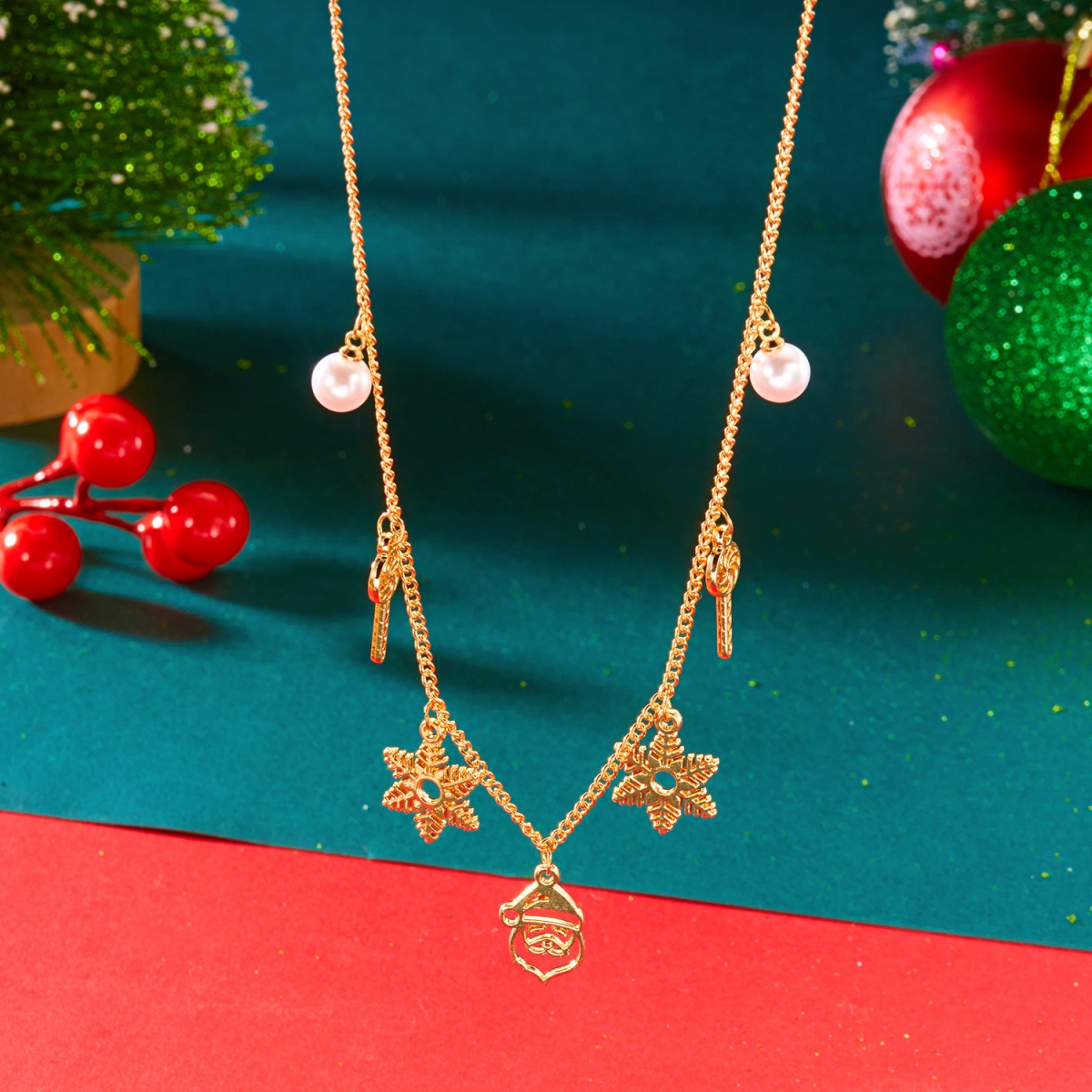 Men'S Fashion Xmas Party - Xmas Holiday Necklace Hollow Metal Santa