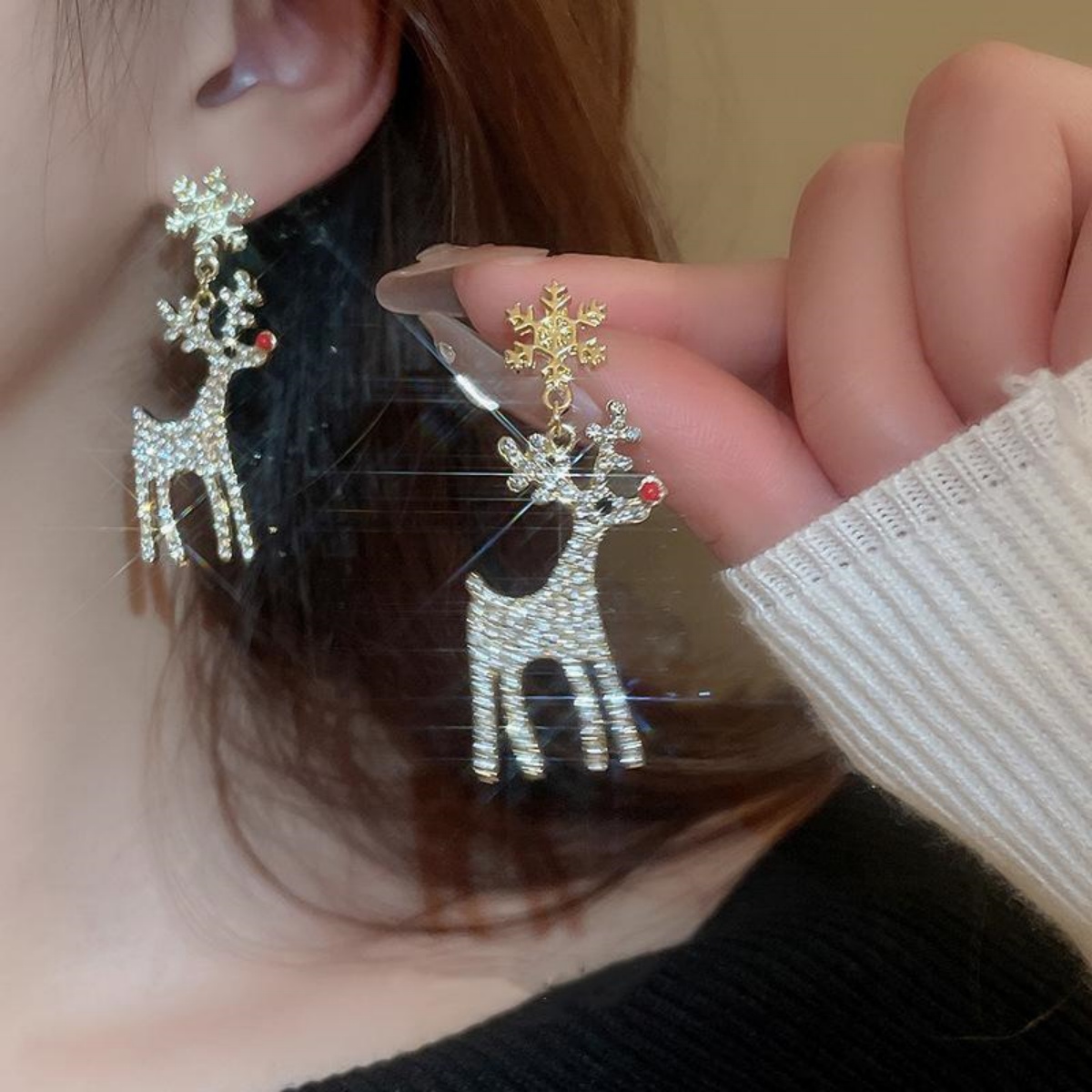 Men'S Fashion Xmas Party - Xmas Holiday Deer Drop Earrings Full