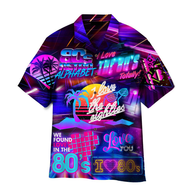 Men'S Fashion From The 80S - 3D Printed Colorful Music Hawaiian Shirts