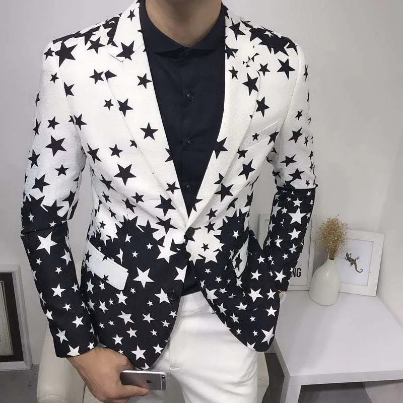 Men'S Fashion Light Jacket - Star Print Slim Fit Blazers 2026
