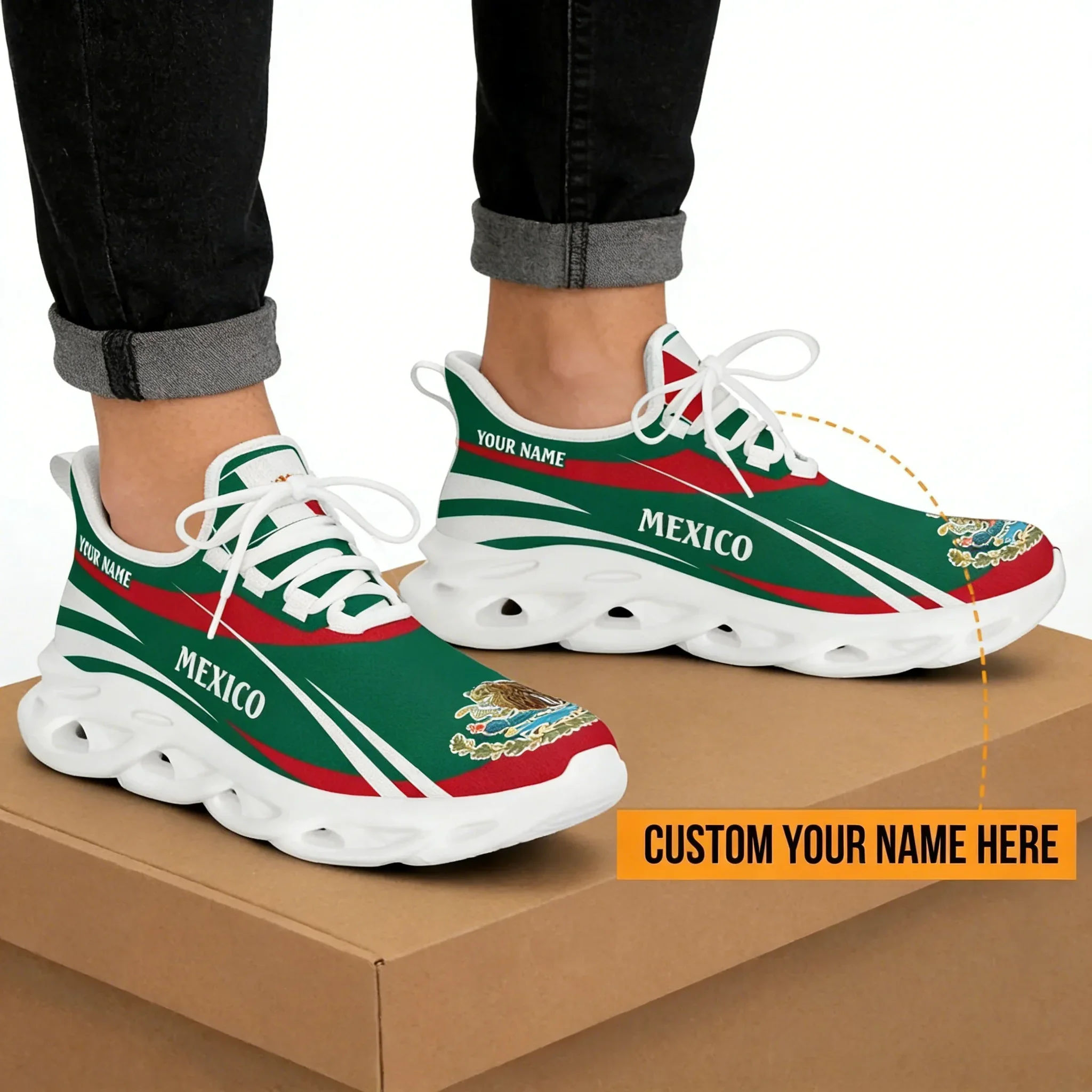 Mens Fashion Mexico - Mexico Flag Men's Sneakers - Non-Slip