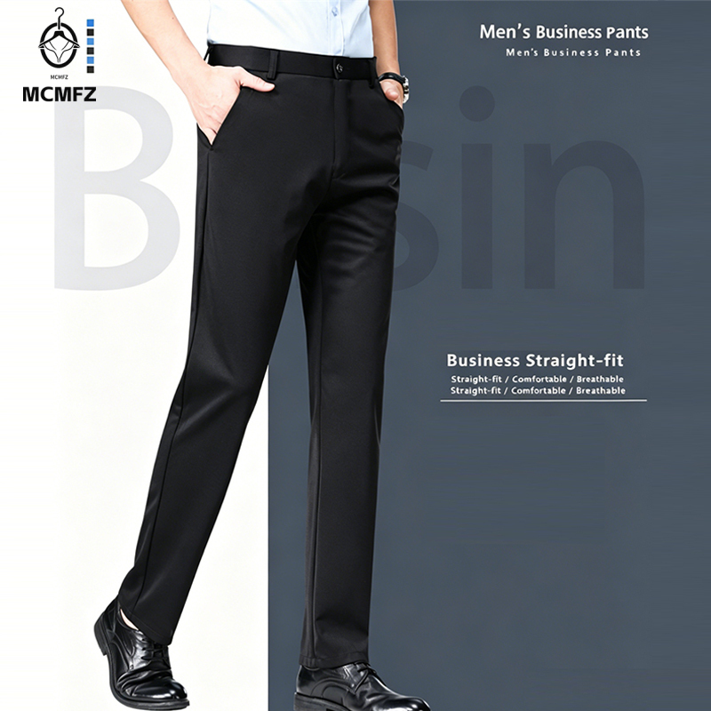 Formal Trouser Stretch - Mens Loose Straight Leg Four Way