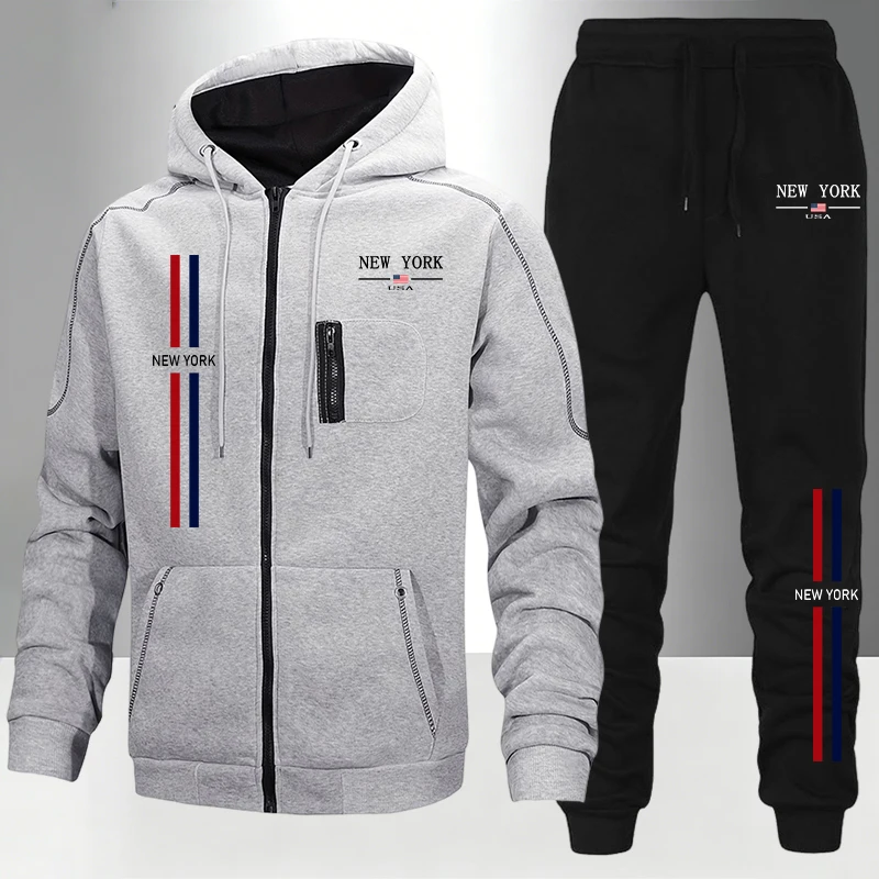 Men'S Fashion Zipper Hoodie - Men's Set/Coat/Pants Autumn Winter Sportswear 2026