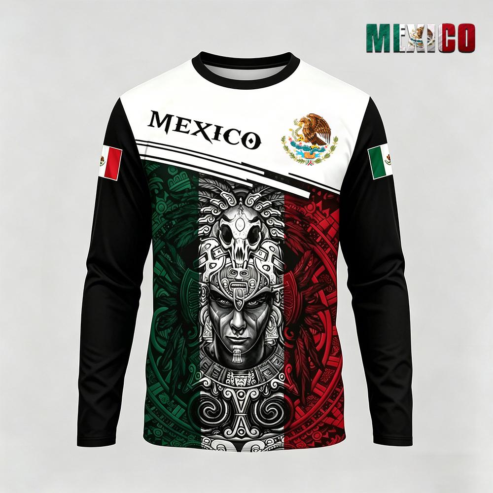 Mens Fashion Mexico - Mexico Themed Printed Long Sleeve T-shirt