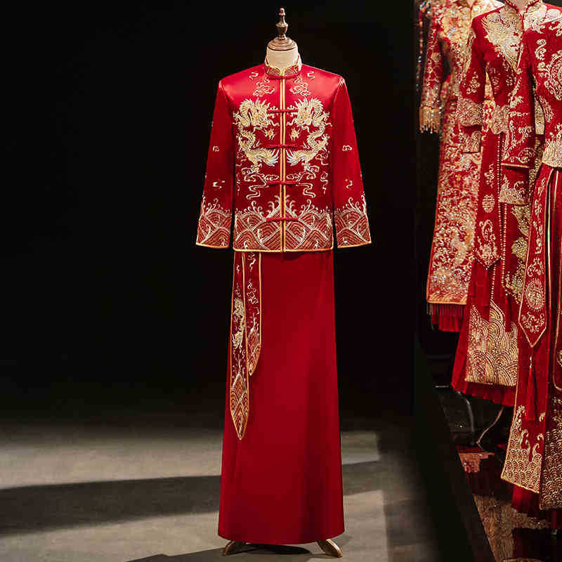Mens Fashion Mexico - Chinese Style Men Marriage Set Dragon