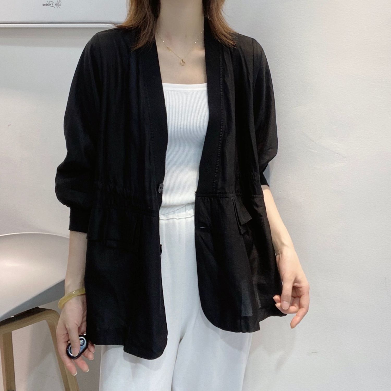 Plus Size Waist Tie V-neck Bla - Men'S Fashion Light Jacket ulasan dan harga