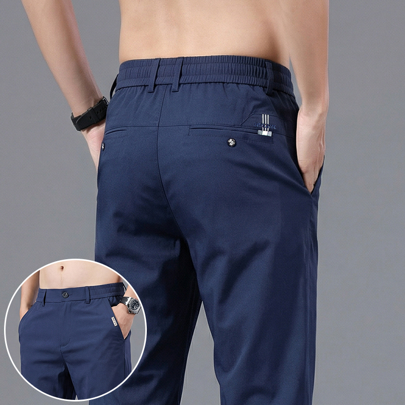Men's Ice Silk Slim Straight L - Formal Trouser Stretch ulasan dan harga