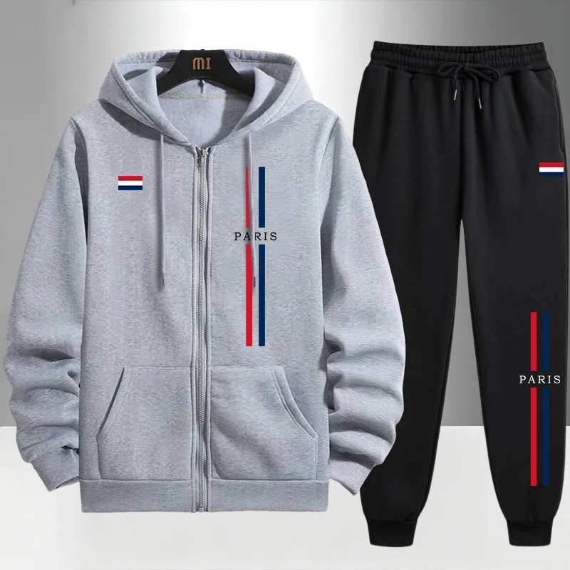 Paris Fashion Men's Set Zipper - Men'S Fashion Zipper Hoodie ulasan dan harga