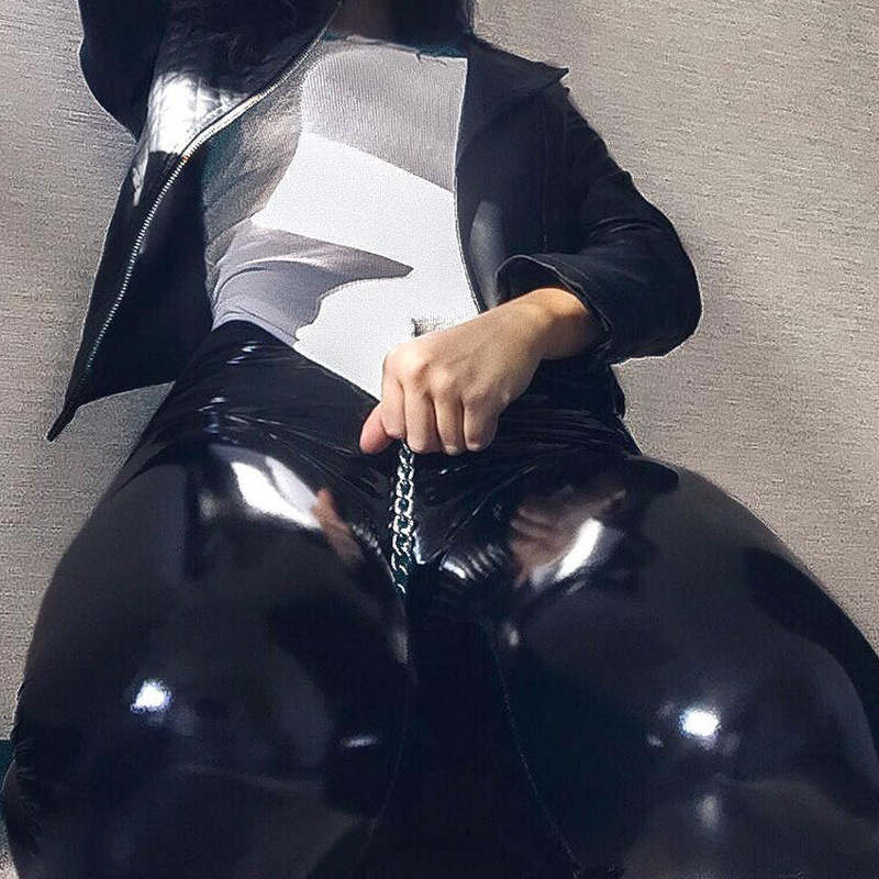 Women Glossy Faux Leather Body - Formal Trouser Stretch ulasan dan harga