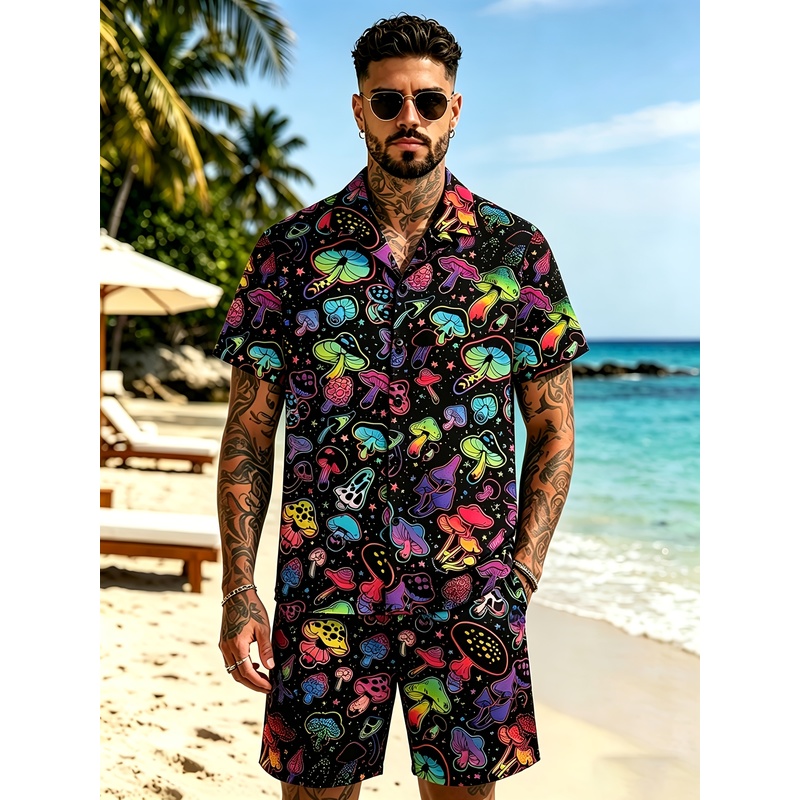 Men's Fashion 3D Mushroom prin - Mens Fashion Suits ulasan dan harga