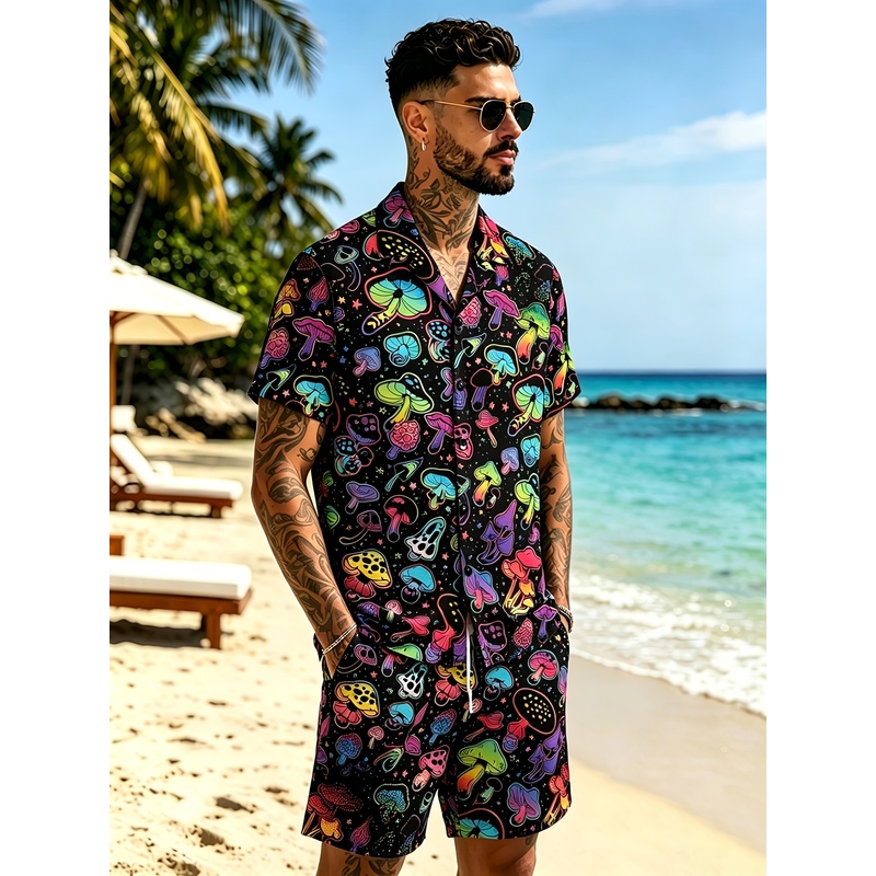 Men's Fashion 3D Mushroom prin - Mens Fashion Suits ulasan dan harga