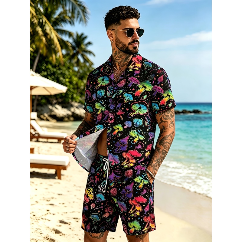 Men's Fashion 3D Mushroom prin - Mens Fashion Suits ulasan dan harga