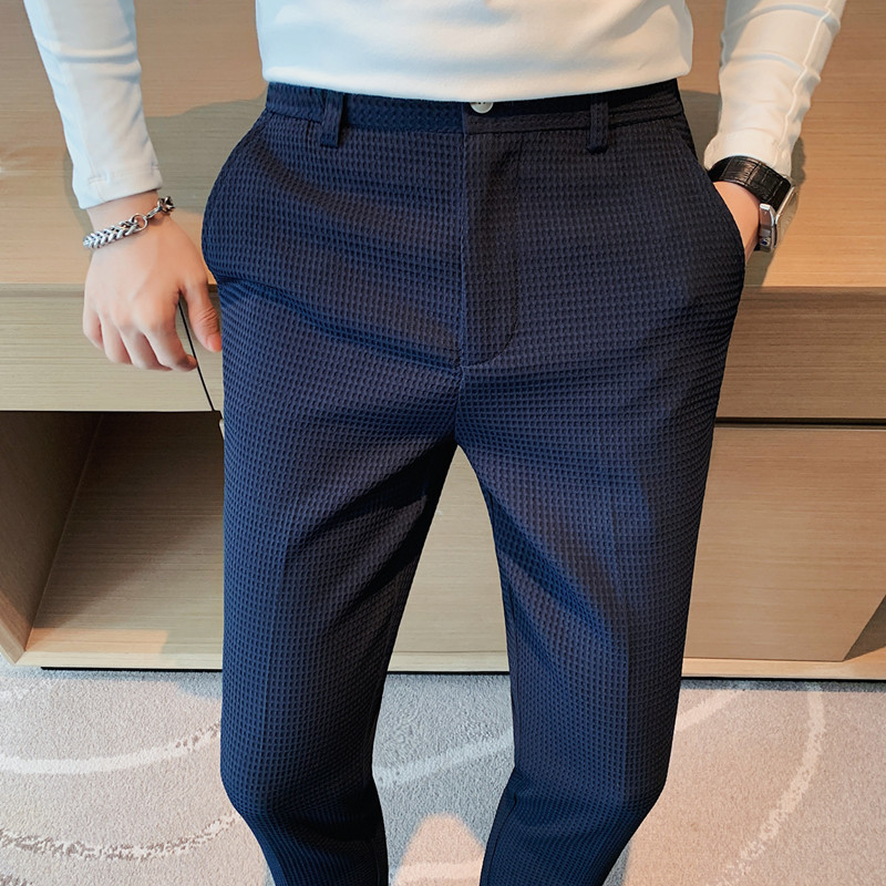 2024 Autumn New Waffle Stretch - Formal Trouser Stretch ulasan dan harga