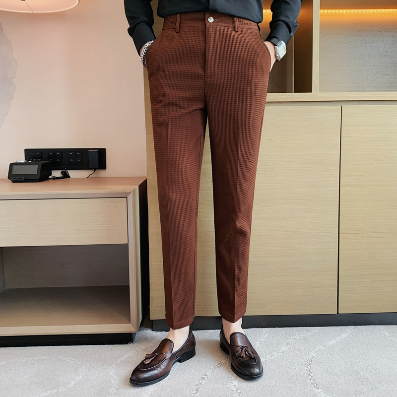 2024 Autumn New Waffle Stretch - Formal Trouser Stretch ulasan dan harga