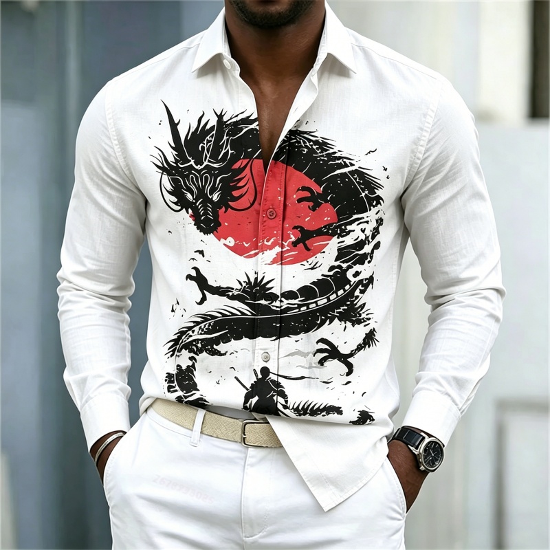 2026 New Men's Shirt White Bla - Men'S Fashion For 2026 ulasan dan harga