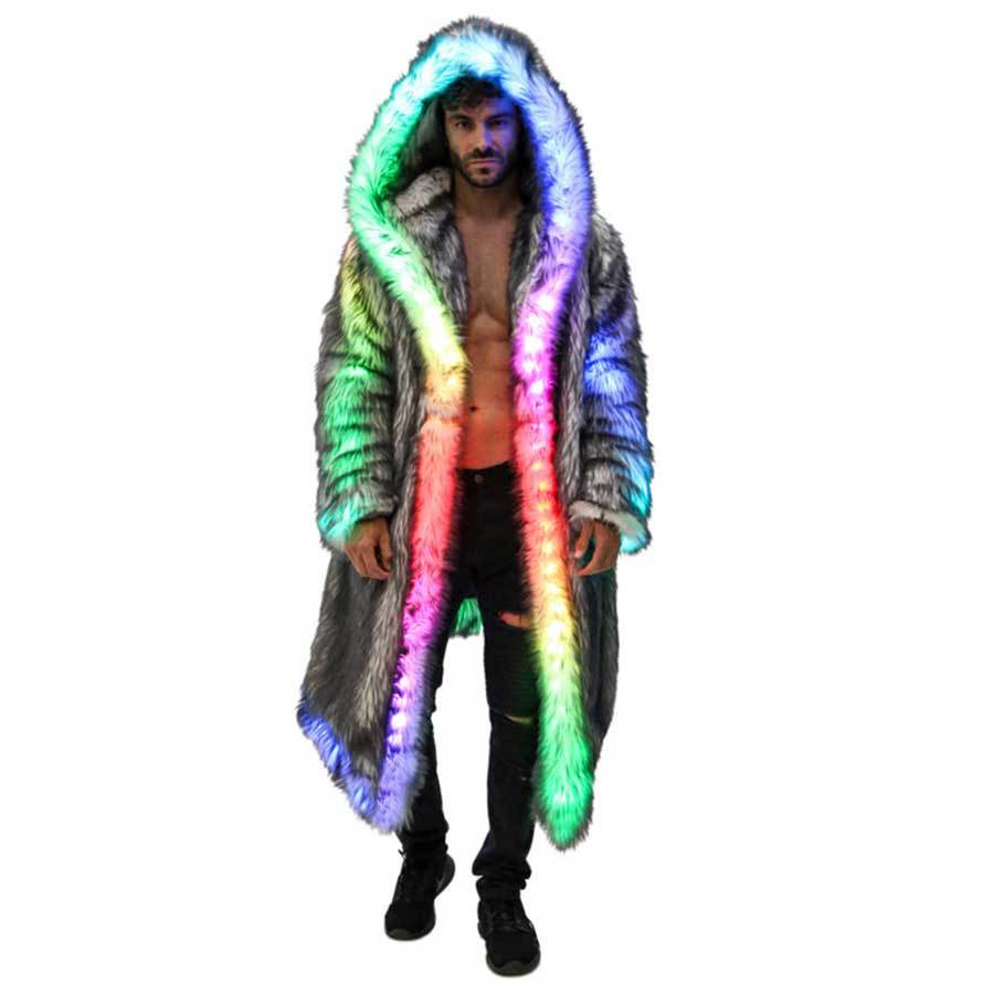 Faux Fur Coat Men Hooded Outer - Men'S Fashion Light Jacket ulasan dan harga