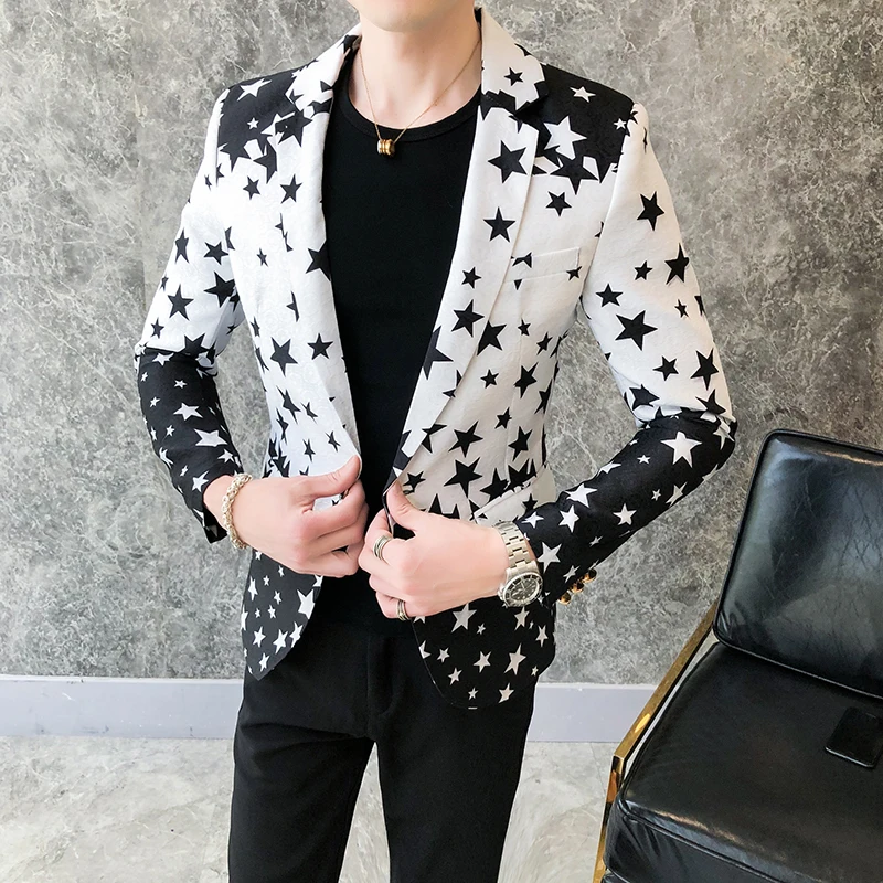Star Print Slim Fit Blazers 20 - Men'S Fashion Light Jacket ulasan dan harga