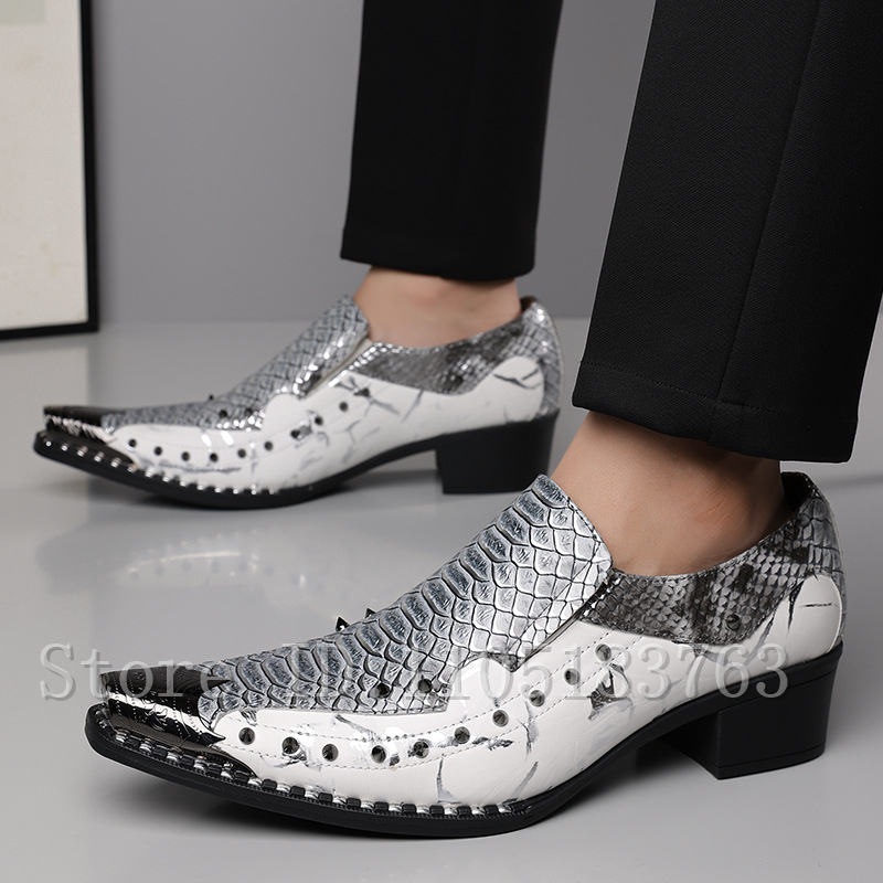 Men Snake Skin Print Pointed T - Men'S Fashion For Wedding ulasan dan harga