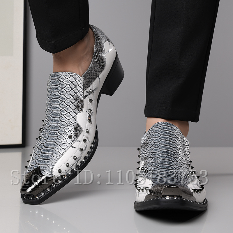 Men Snake Skin Print Pointed T - Men'S Fashion For Wedding ulasan dan harga