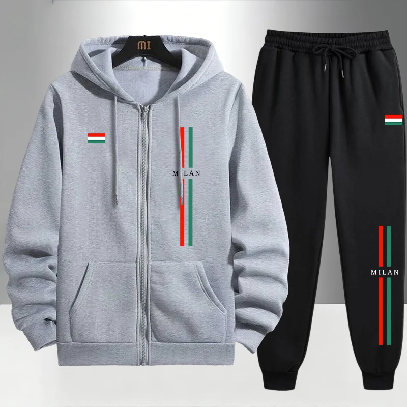 2026 Italy Printed Men's Set Z - Men'S Fashion Zipper Hoodie ulasan dan harga