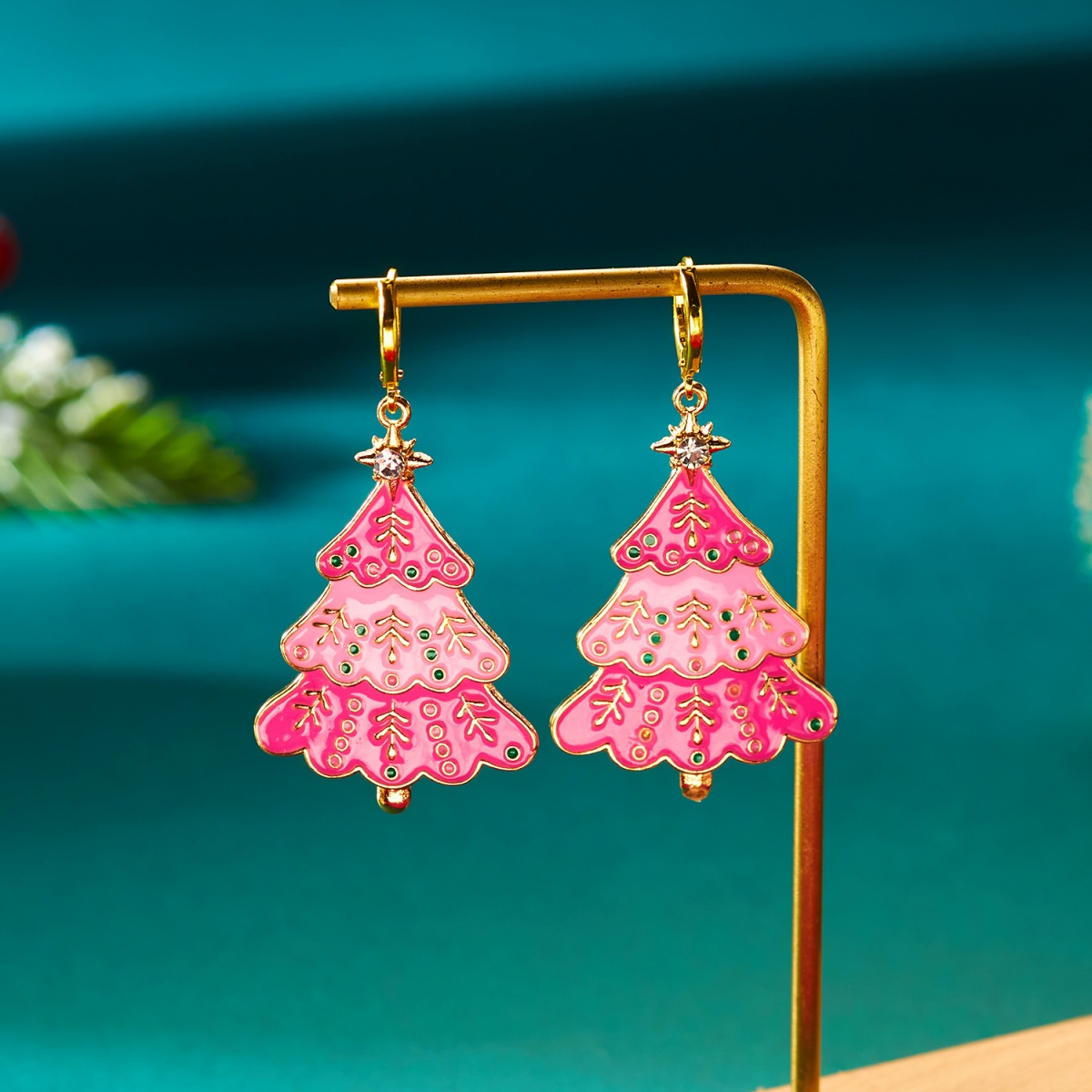 Christmas Earrings Pink Enamel - Men'S Fashion Xmas Party ulasan dan harga