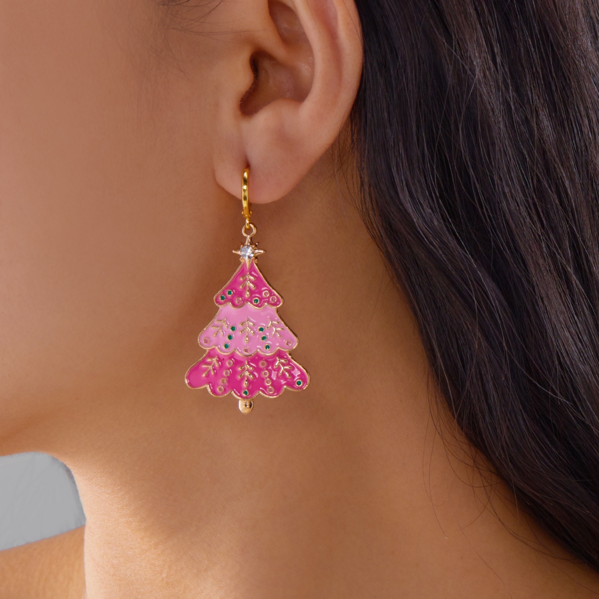 Christmas Earrings Pink Enamel - Men'S Fashion Xmas Party ulasan dan harga