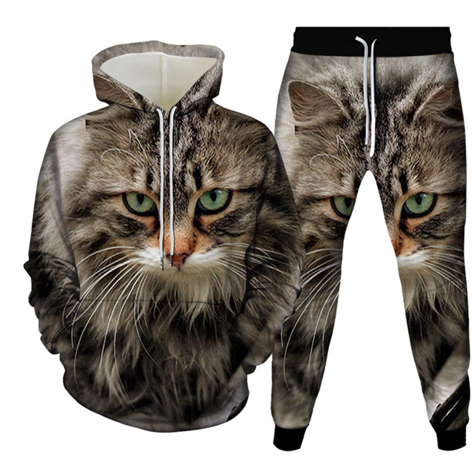Autumn Funny Animal Cat 3D Pri - Mens Fashion Suits ulasan dan harga