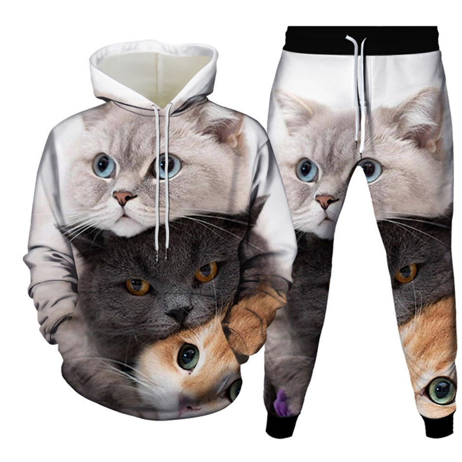 Autumn Funny Animal Cat 3D Pri - Mens Fashion Suits ulasan dan harga