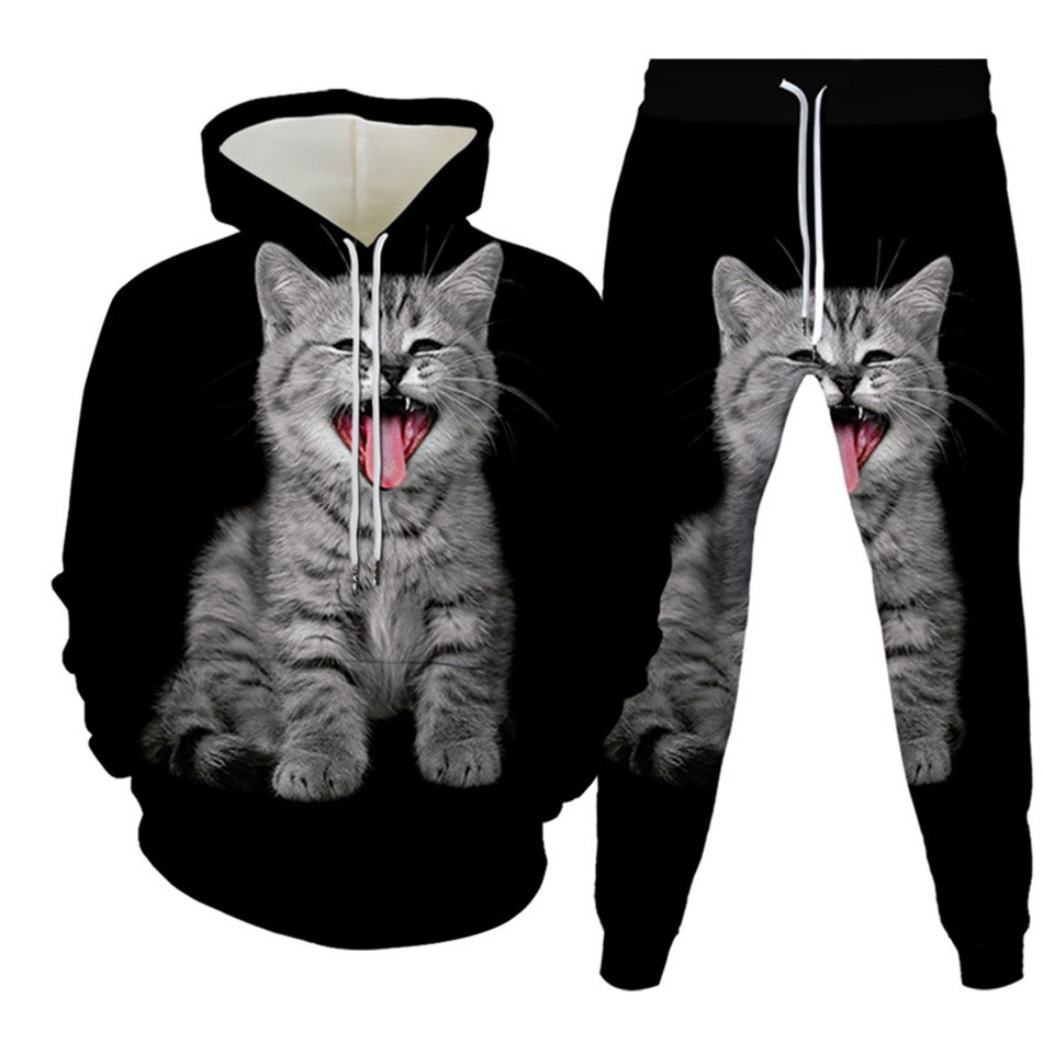 Autumn Funny Animal Cat 3D Pri - Mens Fashion Suits ulasan dan harga