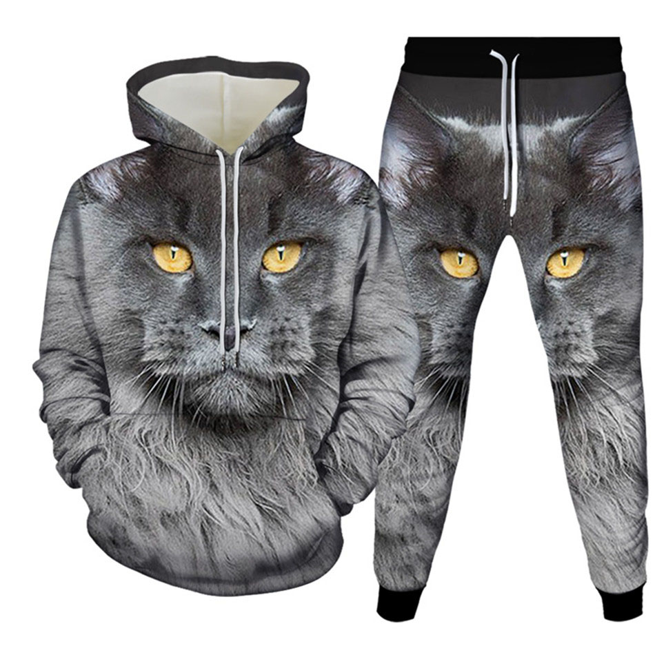Autumn Funny Animal Cat 3D Pri - Mens Fashion Suits ulasan dan harga